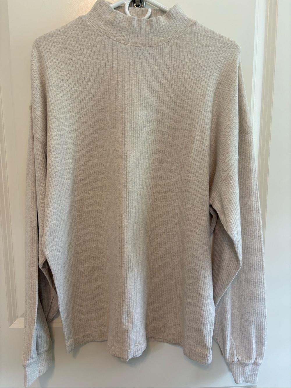 Men's Ribbed Turtleneck Sweater in Light Beige